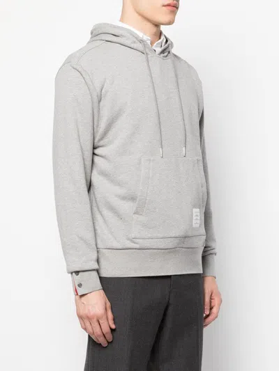 Thom Browne Rwb Stripe Drawstring Hoodie In Gray