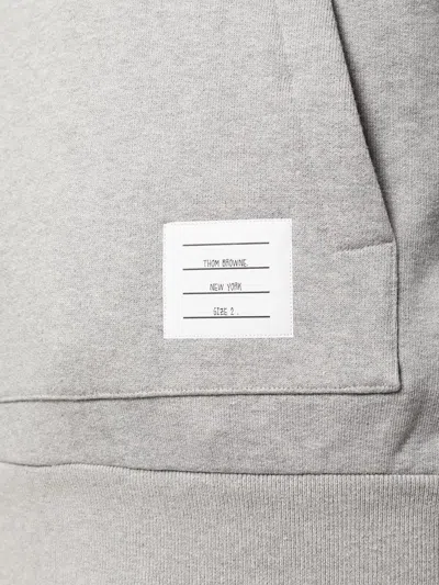 Thom Browne Rwb Stripe Drawstring Hoodie In Gray