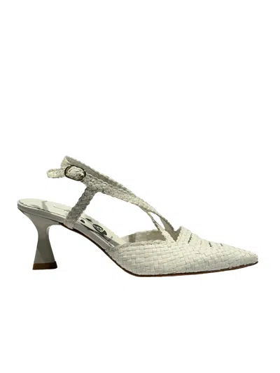 La Rose White Pointed Toe Pumps In Gray