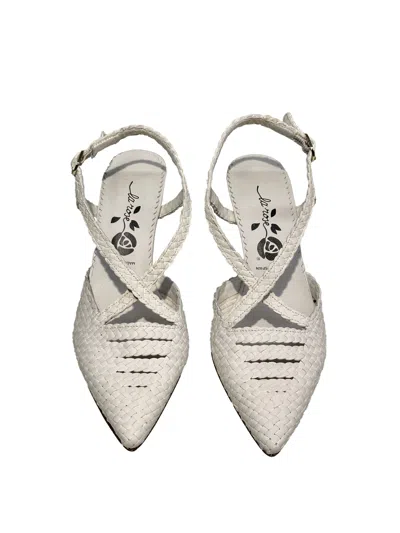 La Rose White Pointed Toe Pumps In Gray