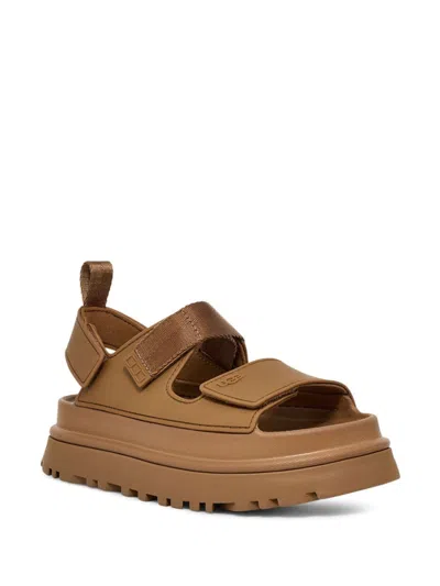 Ugg Goldenglow Flatform Sandals In Brown
