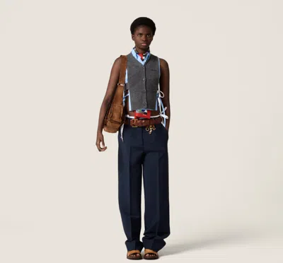 Miu Miu Knitwear Top Sleeveless Ribbed Hem Pockets In Gray