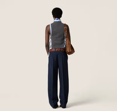 Miu Miu Knitwear Top Sleeveless Ribbed Hem Pockets In Gray