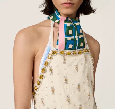 Miu Miu Rectangular Scarf Soft Texture Geometric Pattern In Multi