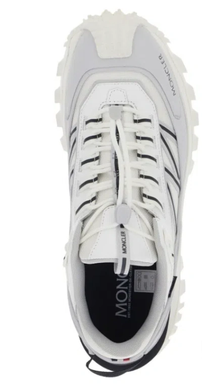 Moncler Light Grey Real Leather Trailgrip Gtx Low Top Sneakers In Gray