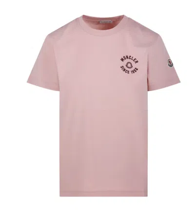 Moncler T-shirt With Embroidery In Pink