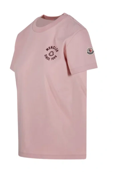 Moncler T-shirt With Embroidery In Pink