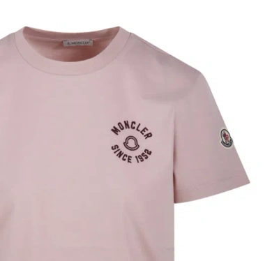 Moncler T-shirt With Embroidery In Pink