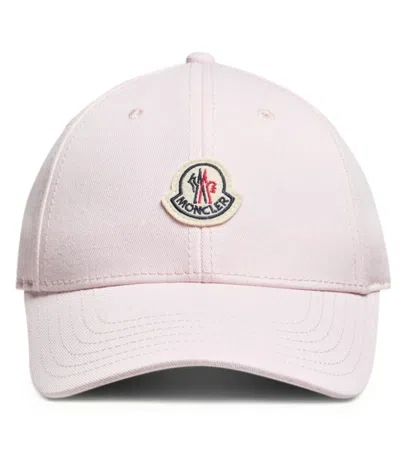 Moncler Gabardine Baseball Cap With Logo Patch In Pink