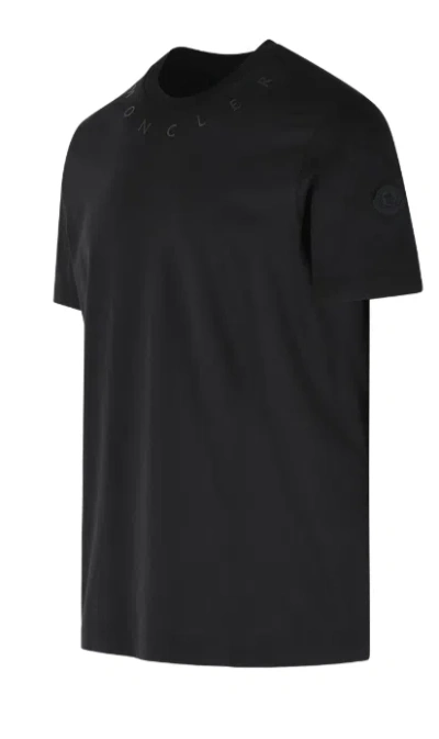 Moncler Black Solid Crew Neck T-shirt In Black
