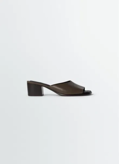 Lemaire Square Heeled Mules 55mm Dark Brown