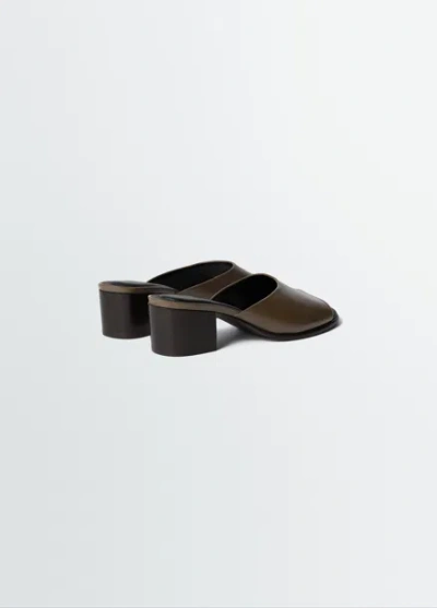 Lemaire Square Heeled Mules 55mm Dark Brown
