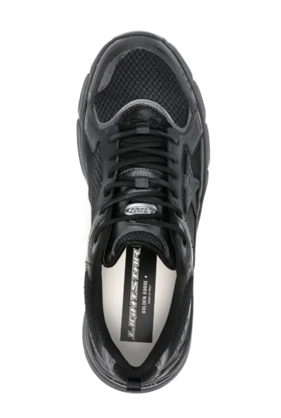 Golden Goose Lightstar Net And Leather Upper Tpu Star Net Heel And Spur In Black