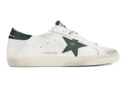 Golden Goose Super-star White Low Top Sneakers With Embossed Logo And Contrasting Heel Tab In Leather Man In White