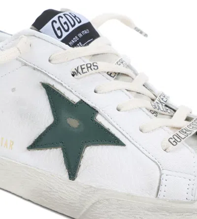 Golden Goose Super-star White Low Top Sneakers With Embossed Logo And Contrasting Heel Tab In Leather Man In White