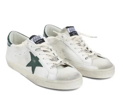 Golden Goose Super-star White Low Top Sneakers With Embossed Logo And Contrasting Heel Tab In Leather Man In White