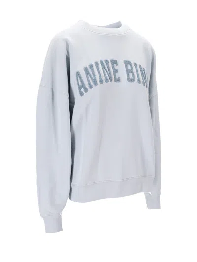 Anine Bing Women Light Blue Crewneck Embroidery Logo Sweatshirt, Xs Luxury Sweatshirts & Hoodies For Women Darv