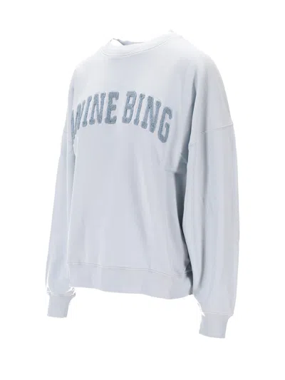 Anine Bing Women Light Blue Crewneck Embroidery Logo Sweatshirt, Xs Luxury Sweatshirts & Hoodies For Women Darv