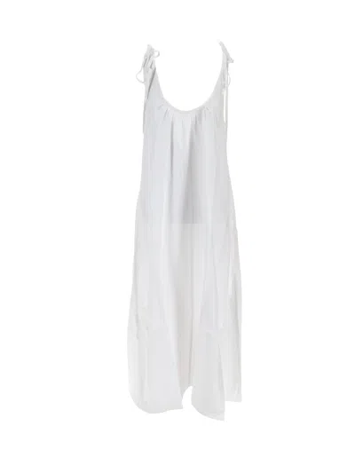 Anine Bing Flora Gathered Lyocell And Linen-blend Maxi Dress In White