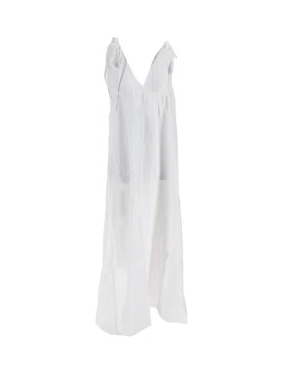 Anine Bing Flora Gathered Lyocell And Linen-blend Maxi Dress In White