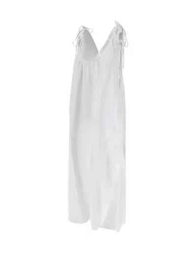 Anine Bing Flora Gathered Lyocell And Linen-blend Maxi Dress In White