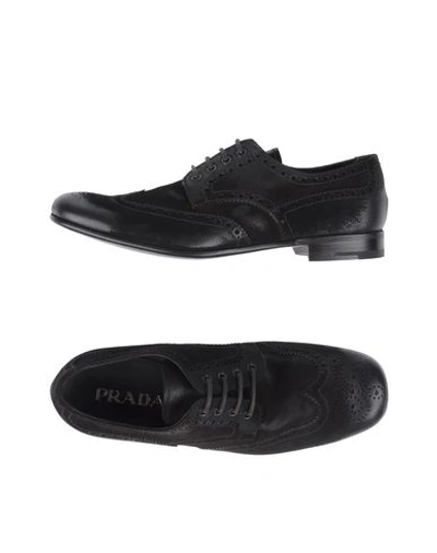 Prada Laced Shoes In Dark Brown