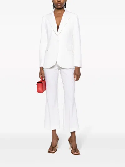 P.a.r.o.s.h Parosh Stretch Wool Flared Cropped Trousers In White