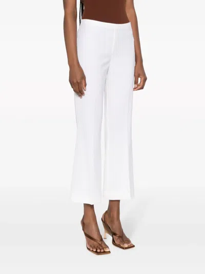 P.a.r.o.s.h Parosh Stretch Wool Flared Cropped Trousers In White