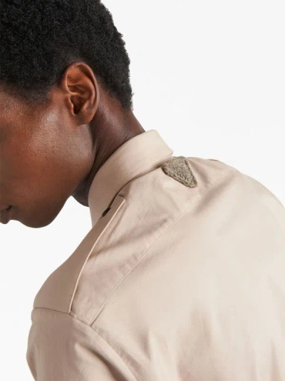 Prada Triangle Logo Buttoned Shirt In Nude