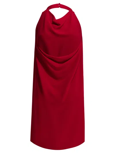 Valentino Womens Paris Halter-neck Silk-crepe Mini Dress In Red