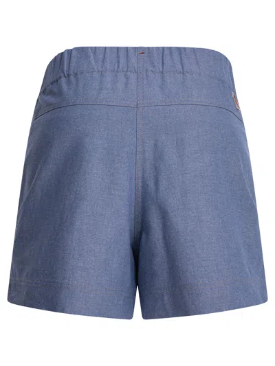 Moncler Women Light Blue Chambray Cotton Shorts, 26 Luxury Shorts For Women Darveys In Blue