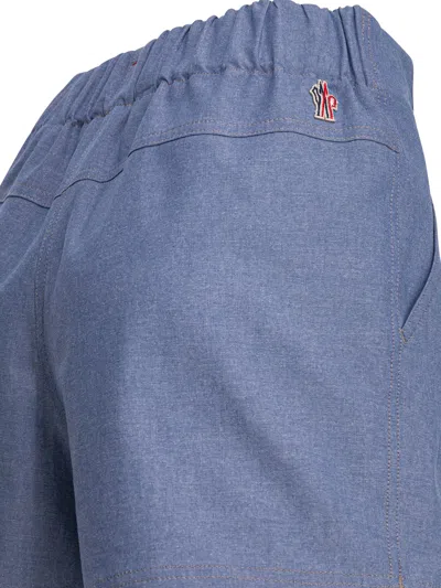 Moncler Women Light Blue Chambray Cotton Shorts, 26 Luxury Shorts For Women Darveys In Blue