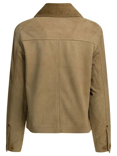 Filson Corduroy-collar Suede Coat In Brown