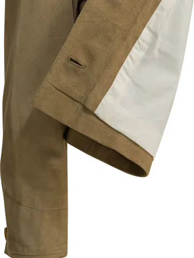Filson Corduroy-collar Suede Coat In Brown