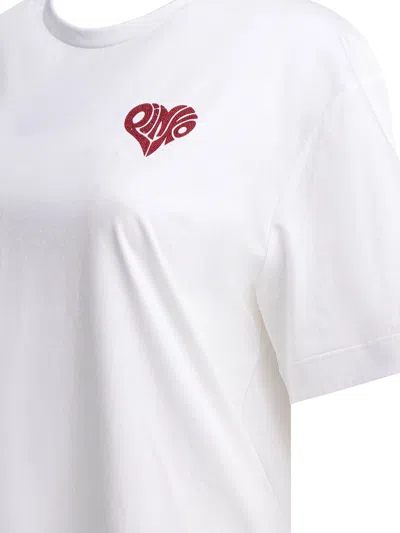 Pinko White Crewneck T-shirt With Logo Detail On The Front And Maxi Print On The Rear In Cotton Woman In Neutral