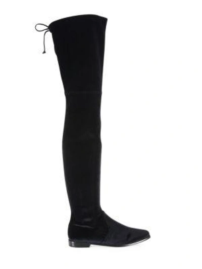 Shop Stuart Weitzman Leggylady Velvet Over-the-knee Boots In Oxford