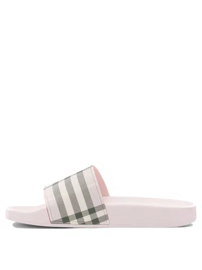 Burberry Check Pattern Slide Sandal Open Toe In Multi