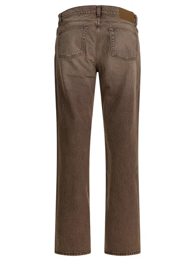 Our Legacy Denim Trousers Faded Effect Belt Loops Five Pockets In Brown