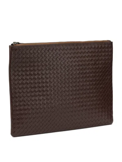 Dragon Diffusion Rectangular Clutch Bag Woven Texture Smooth Finish In Brown
