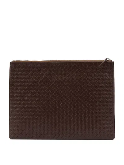 Dragon Diffusion Rectangular Clutch Bag Woven Texture Smooth Finish In Brown