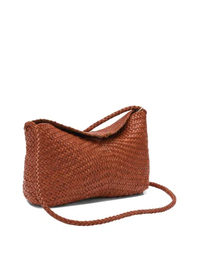 Dragon Diffusion Rectangular Shoulder Bag Woven Texture Strap In Brown