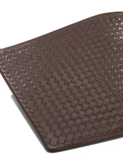 Dragon Diffusion Rectangular Clutch Bag Woven Texture Smooth Finish In Brown