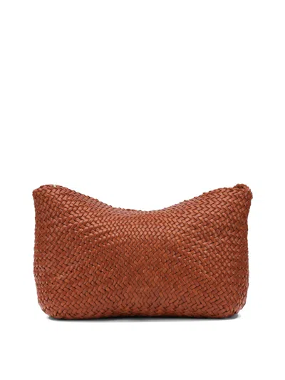 Dragon Diffusion Rectangular Shoulder Bag Woven Texture Strap In Brown