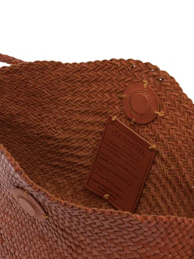 Dragon Diffusion Rectangular Shoulder Bag Woven Texture Strap In Brown