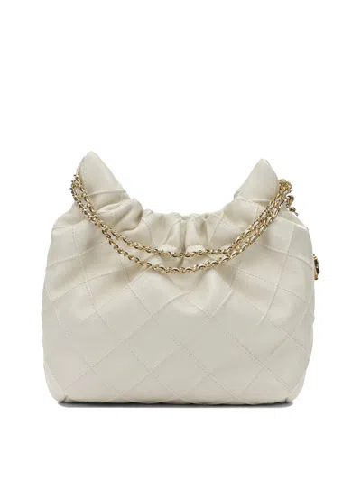 Tory Burch Mini Fleming Soft Distressed Drawstring Bag In White
