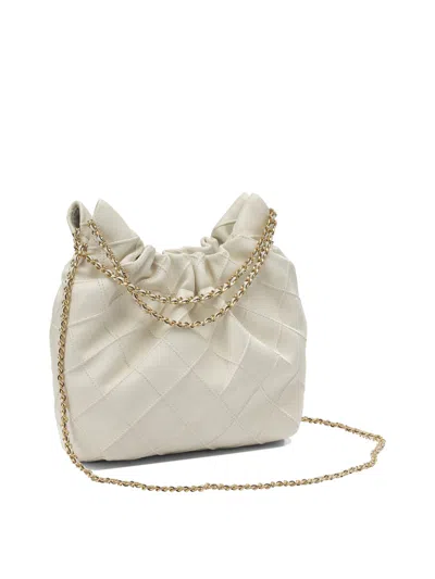 Tory Burch Mini Fleming Soft Distressed Drawstring Bag In White