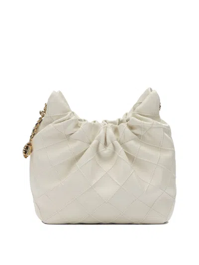 Tory Burch Mini Fleming Soft Distressed Drawstring Bag In White
