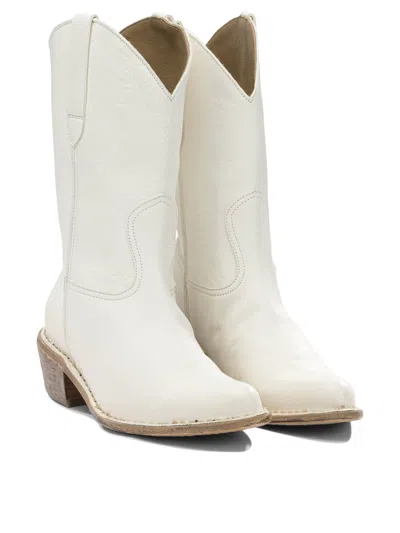 Moma Leather Ankle Boots In White