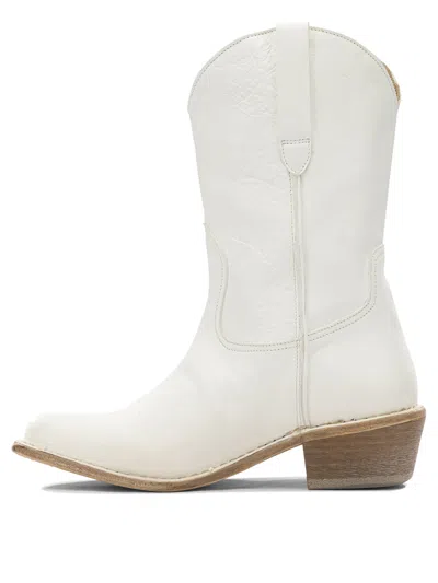 Moma Leather Ankle Boots In White