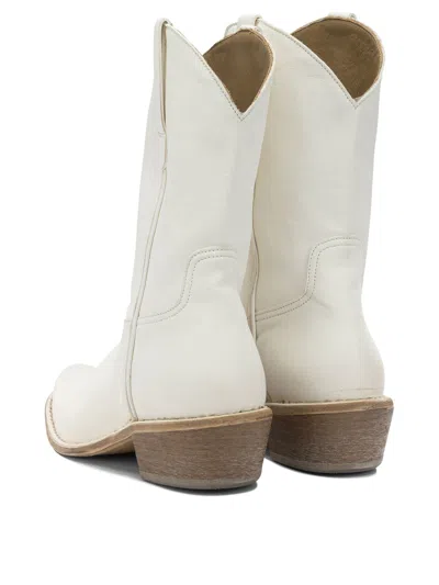 Moma Leather Ankle Boots In White